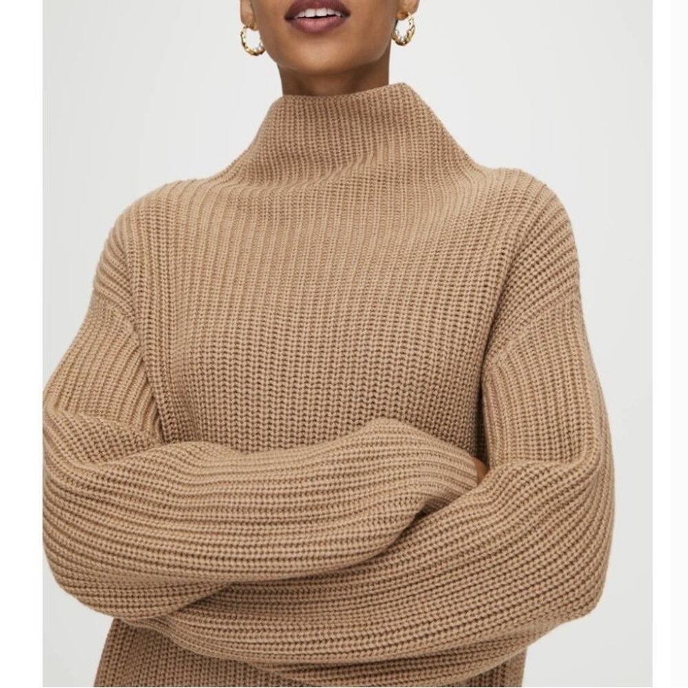 Wilfred Tan Montpellier Mock Neck Sweater Merino Wool Size XS